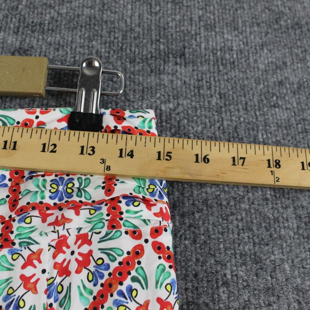 Caroline Constas Floral Tile-Print Ruffled Midi Skirt in Red, Green, Blue - Picture 9 of 10